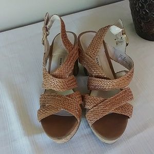 Sz 7 Cork Wedge Platform Heels